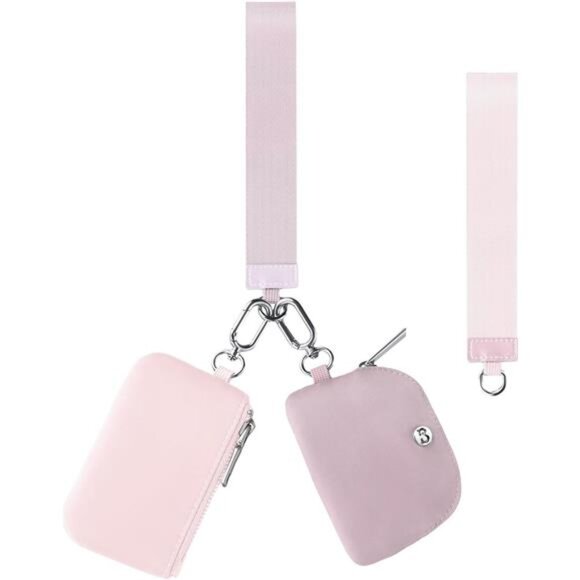 Handbags - Mini Zip Around Dual Pouch Wristlet With 2 Straps Dusky Rose